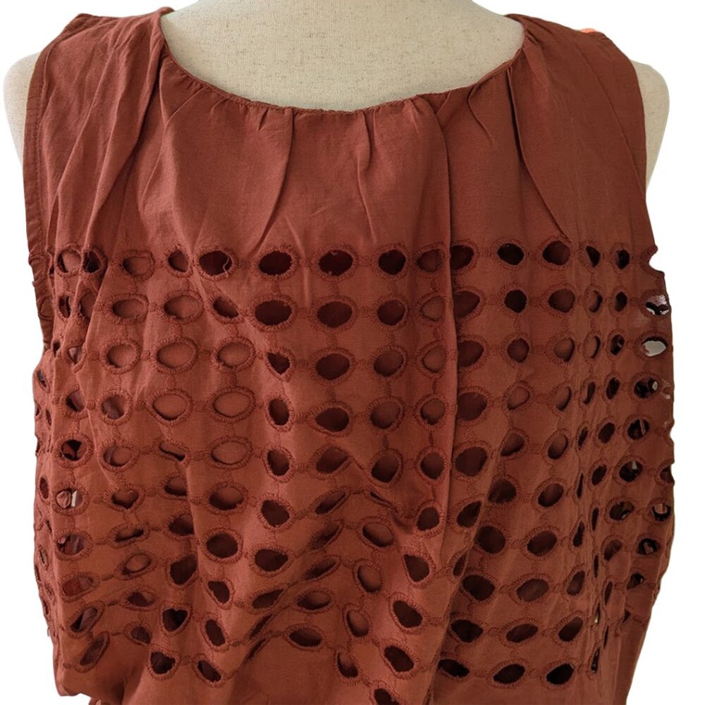 Sleeveless Eyelet Skirt Set in Terracotta - Picture 4 of 14